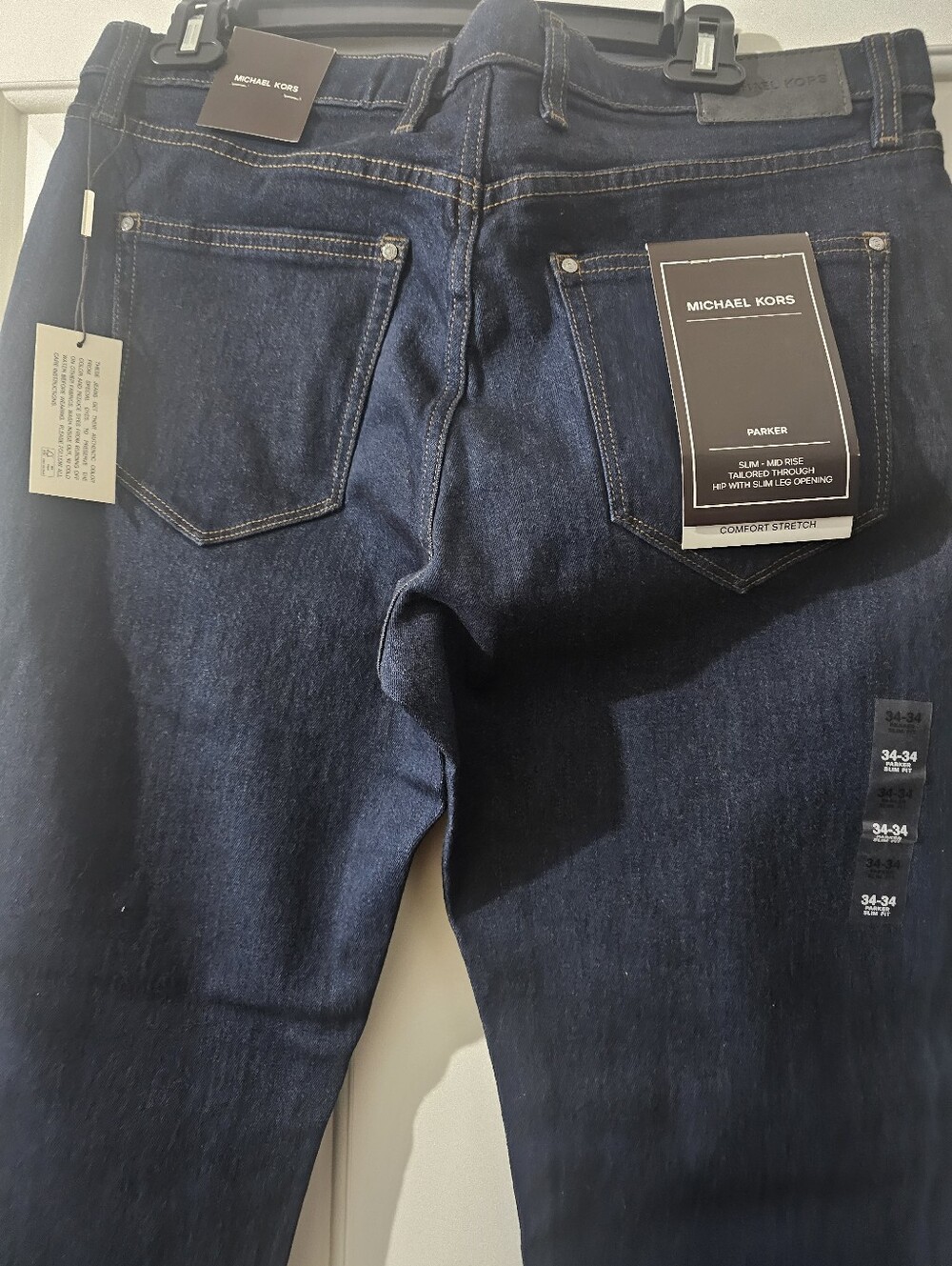Michael Kors Parker Slim Fit Midrise Blue Jeans 34" x 34" New $99